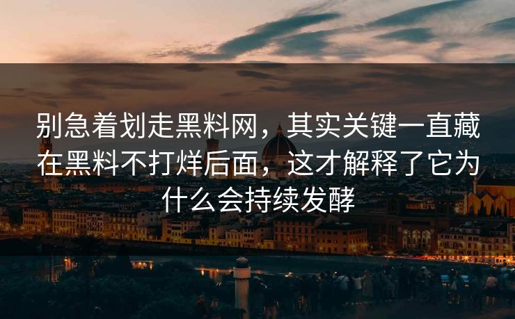 别急着划走黑料网，其实关键一直藏在黑料不打烊后面，这才解释了它为什么会持续发酵