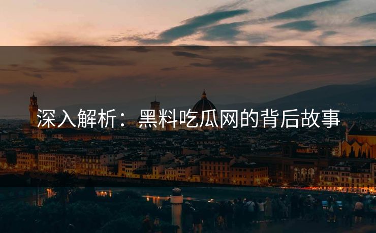 深入解析：黑料吃瓜网的背后故事