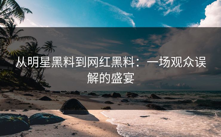从明星黑料到网红黑料：一场观众误解的盛宴
