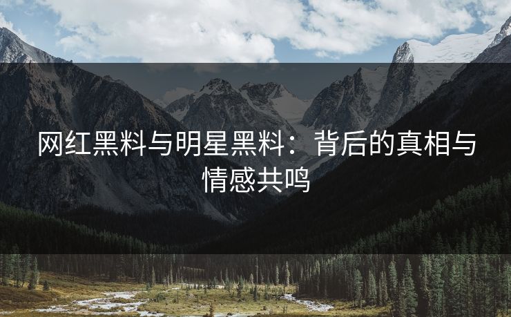网红黑料与明星黑料：背后的真相与情感共鸣