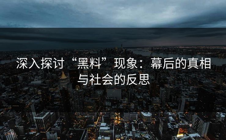 深入探讨“黑料”现象：幕后的真相与社会的反思  第1张