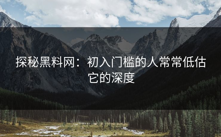探秘黑料网：初入门槛的人常常低估它的深度