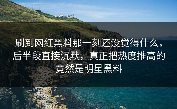 刷到网红黑料那一刻还没觉得什么,后半段直接沉默,真正把热度推高的竟然是明星黑料 第1张 刷到网红黑料那一刻还没觉得什么,后半段直接沉默,真正把热度推高的竟然是明星黑料 第1张