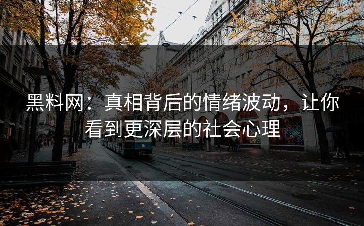 黑料网:真相背后的情绪波动,让你看到更深层的社会心理 第1张 黑料网:真相背后的情绪波动,让你看到更深层的社会心理 第1张
